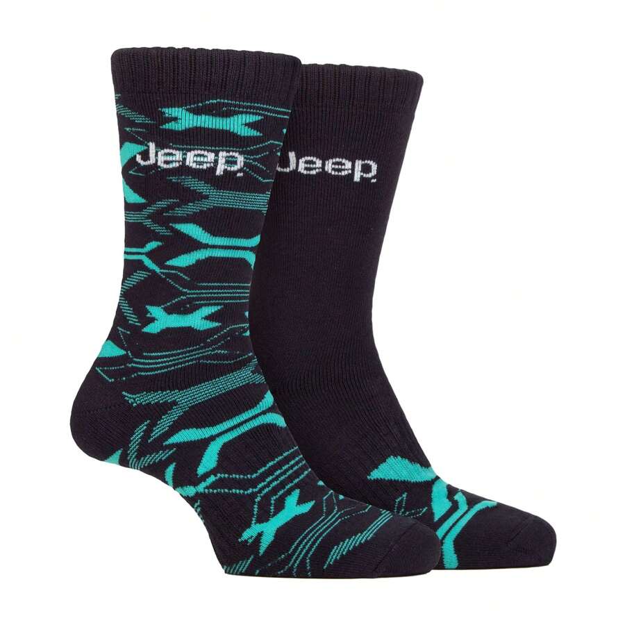 Jeep Breathable Cushioned Bamboo Work Boot Socks - Heavy Duty Knit Ribbed Socks (Black / Yellow) - Fast Shipping And Quick Delivery - Blue - View 1