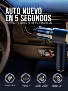 Mini Aspiradora De Mano Pórtatil, Multifuncional, Resistente, Duradera, Carga Inalámbrica De Puerto USB - Mini Aspiradora Portátil para Limpieza de Auto y Hogar, Alta Succión y Resistencia - Negro - Ver 7