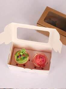 5pcs/10pcs Paperboard Cupcake/Pastry Boxes, Suitable For Baked Goods, Festivals, Parties