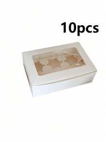 5pcs/10pcs Paperboard Cupcake/Pastry Boxes, Suitable For Baked Goods, Festivals, Parties