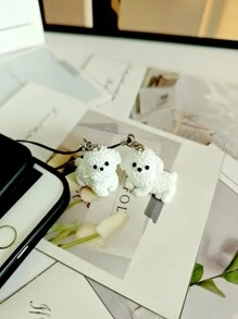 1 件可爱白色情侣泰迪狗手机挂绳，白色小狗手机挂绳，情人节礼物，生日礼物！ - 彩色 - 查看 11