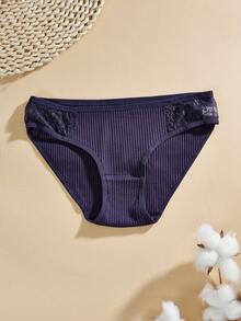 6 Pcs Multicolored Lace Comfortable, Breathable, Simple Mid Waist Women's Triangle Pants - Multicolor - View 7