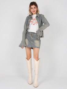 Cowgirl Boots Women Western Knee High Boots Embroidered Chunky Block Heel Cowboy Boots Pointed Toe Pull On Cowgirl Boots - trắng - Xem 3