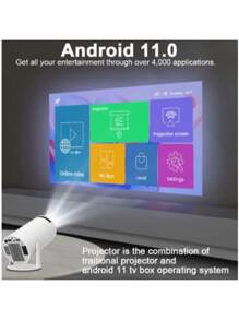 Launch Portable Wi-Fi Projector With AndroidSmart Cinema Hy300 4k HD - White - View 3