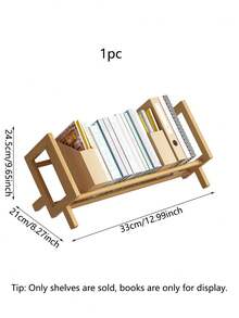 1pc-Wood Tilting Bookcase In Living Room/Home/Office, Desktop Book Shelf Organizer Bookshelves Storage Rack For CD/Magazine/Books Display ,Desktop Organizer For Books And Magazines - 1pc - View 7