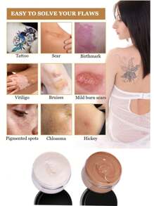 BUCICE Two Colours Tattoo Concealer Waterproof Sweatproof Cover Up Birthmark Tattoo Scars Long Lasting Tattoo Concealer - Multicolor - View 2