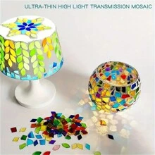 Ladrilhos de Mosaico de Vidro Ultrafinos Mistos de Cores em Formato de Losango/Folha/Triângulo - Suprimentos de Artesanato DIY para Lâmpadas Anatólias e Projetos de Arte Artesanal