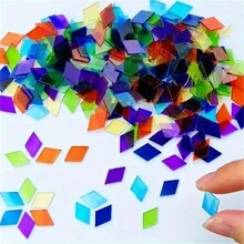 Ladrilhos de Mosaico de Vidro Ultrafinos Mistos de Cores em Formato de Losango/Folha/Triângulo - Suprimentos de Artesanato DIY para Lâmpadas Anatólias e Projetos de Arte Artesanal