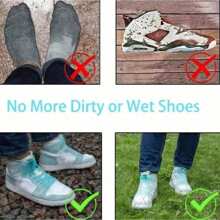 1 Pair/2 Pairs Of  Latex Waterproof Non-Slip Shoe Covers, Reusable, Waterproof Protection ,Outdoor Latex Rain Boots Waterproof Shoe Cover That Can Be Reused For Rain Prevention. Multiple Colors To Choose From, Rainproof Sandproof Silicone Rain Shoe Covers, Silicone Waterproof Shoe Covers, Rainy Day Shoe Covers, Reusable Non-Slip Rain Boots ,Suitable For Rainy Days, Grasslands, And Clean Use( Suitable For Sizes 37-45) - Multicolor - View 5