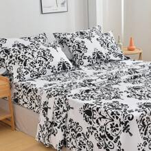 American Home Collection Black White Damask Bed Sheet Set Ultra Soft Twin King - Black and White - View 1
