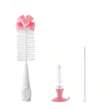 SAIDAH Simple Nylon Sponge Suction Feeding Bottle Nipple Pacifier Brush Set Water Sippy Vacuum Cup Cleaning(3 In 1)