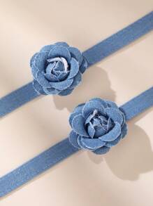 2pcs Girls Floral Necklace & Bracelet Set, Suitable For Daily Decoration - Blue - View 4