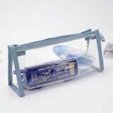 1pc Large Capacity Transparent Clear Pencil Case, Simple Design Stationery Pouch For Students - Multicolor - View 7