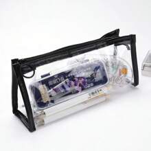 1pc Large Capacity Transparent Clear Pencil Case, Simple Design Stationery Pouch For Students - Multicolor - View 9