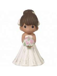 Precious Moments 171839 5 In. Figurine Bride Wedding Cake Topper With Brown Hair Medium Skin Tone, Bisque - Multicolor - View 2