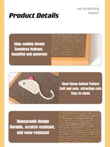 1pc Sisal Scratching Board With Cat & Cardboard Cat Scratch Pad Toy Puppy Keep Puppy Keep Cat Toys Cat Scratching Post
