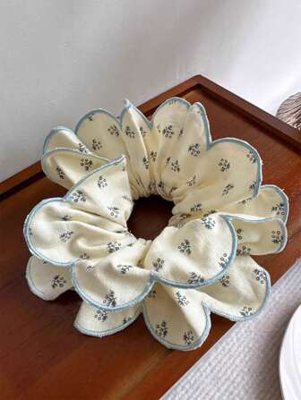 1pc Women Floral Scrunchie, Casual Elastic Hair Tie, Daily Wear Scrunchies Scrunchy Hair Ties Ponytail