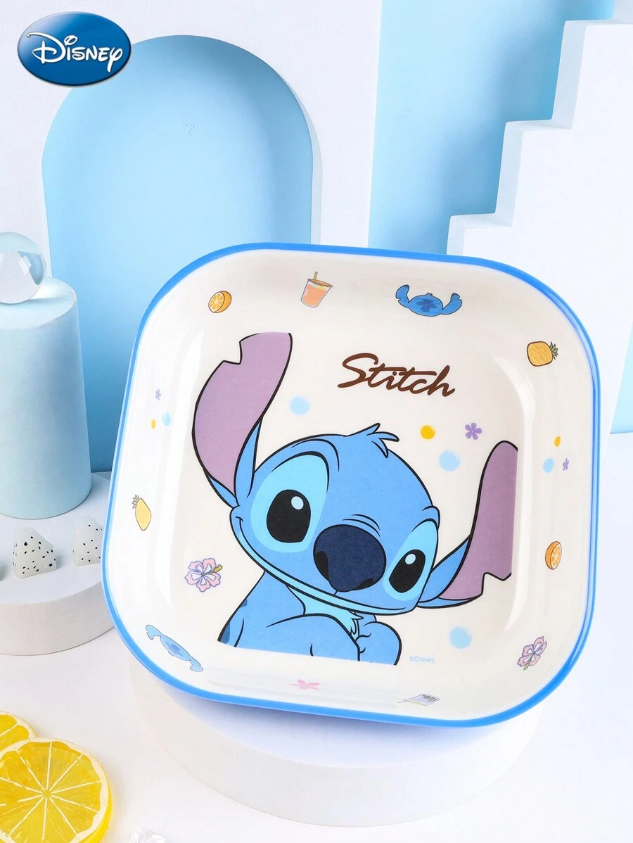 Disney 可爱方形餐盘，耐用陶瓷材质，防滑防烫，家用厨房用品，早餐麦片汤碗，收藏品，生日礼物，厨房必备，圣诞礼物，教育用品 - 方型磁碟 - 查看 1