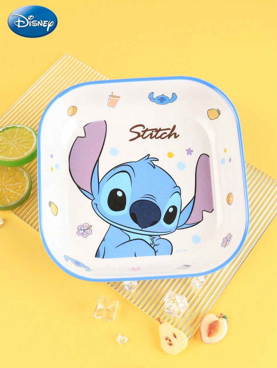 Disney 1个迪士尼正版可爱史迪奇餐盘，密胺材质，防滑防烫，可作零食盘、厨房用具、麦片碗，收藏品，生日礼物 - 方型磁碟 - 查看 1