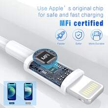 ANSEIP 兼容 Apple 20W 充电器线兼容 14 13 12 11 X Rro Max 8Plus USB 转照明快速充电数据线配件.3/6/10FT（3 件） - 3pcs - 查看 3