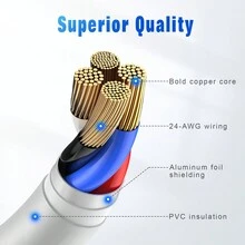 ANSEIP 兼容 Apple 20W 充电器线兼容 14 13 12 11 X Rro Max 8Plus USB 转照明快速充电数据线配件.3/6/10FT（3 件） - 3pcs - 查看 5