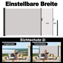 VA-Cerulean auvent latéral extensible brise-vue protection contre le vent auvent mural latéral en tissu pour terrasse et balcon, 160x300cm / 180x300cm / 200x300cm, anthracite / gris - Gris - Voir 3
