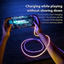 120W RGB 超级快速充电线，带 180° 可旋转 LED 灯，USB 转 Type-C/Micro/Lightning 数据线，兼容 iPhone/小米/Android/华为通用高效充电器适配器 - Cable*1 - 查看 4