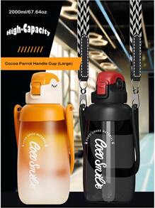 coco smile 1 st 2000 ml/67,64 oz extra grote capaciteit Tritan waterfles - draagbare handgreep en afneembare schouderriem, direct drinken en rietje - geschikt voor sport- en fitnessliefhebbers, mannen, vrouwen en studenten