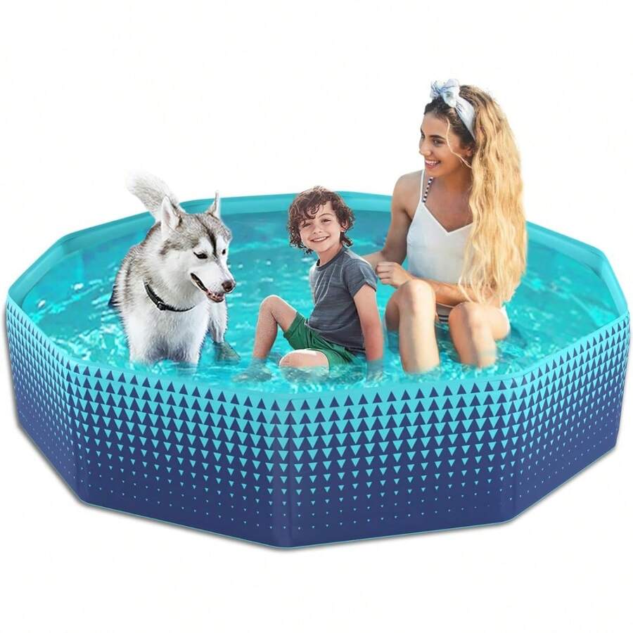Foldable Dog Kiddie Pool Hard Plastic Paddling Pool Toddler Baby