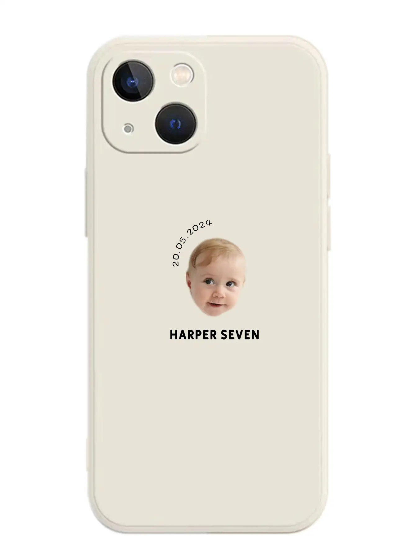 1pc Minimalist Portrait, Date, Name & Text Customized Full Coverage Silicone Lens Protection Phone Case Compatible With Apple IPhone 16, 15, 14, 13, 12, 11 Pro Max Stylish,Colorful,Vintage,Cute,Contracted,Funny,Kawaii Custom,Personalized,Unique,Customized Ideal Gifts For Him,Ideal Gifts For Her Boyfriend,Girlfriend,Family,Friends,Grandparents,Couple - White - View 2