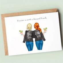 1pc Cool Sister Birthday Card, Happy Birthday Sister, Sister Birthday, Sister Greeting Card Perfect Gift For Sister - Multicolor - View 1