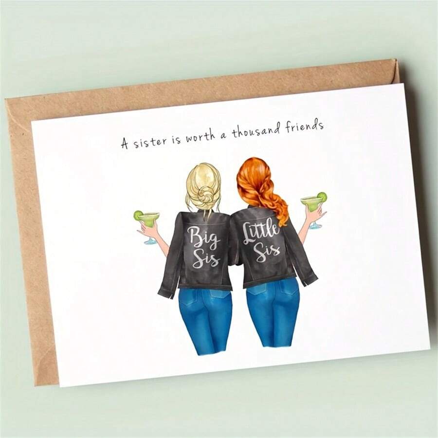 1pc Cool Sister Birthday Card, Happy Birthday Sister, Sister Birthday, Sister Greeting Card Perfect Gift For Sister - Multicolor - View 1