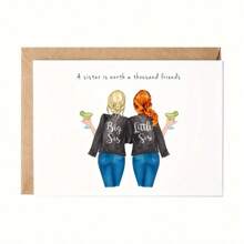1pc Cool Sister Birthday Card, Happy Birthday Sister, Sister Birthday, Sister Greeting Card Perfect Gift For Sister - Multicolor - View 4