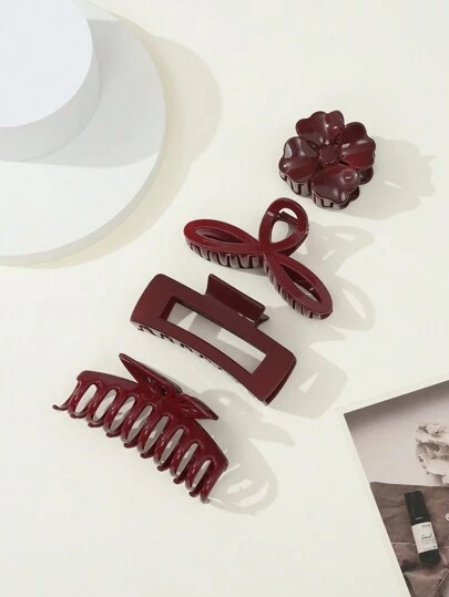 4个/包 大号闪亮蝴蝶花朵发夹，强力防滑发饰，适用于淋浴、居家、户外，情人节礼物，发爪夹，发夹，发卡，发夹，发夹，发抓夹，发夹，沙滩配饰，秋冬度假装扮，女士情人节礼物，夏季