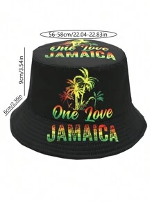 Jamaican Art Style Lightweight Reversible Bucket Hat, Unisex Outdoor Holiday Leisure Sunshade Bucket Hat, Ideal Gift