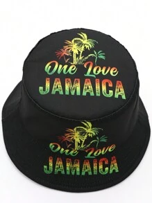 Jamaican Art Style Lightweight Reversible Bucket Hat, Unisex Outdoor Holiday Leisure Sunshade Bucket Hat, Ideal Gift
