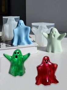 1 Stück Halloween Silikon Form zum Selbermachen von Gips-Schädel, Geist 3D Design Epoxidharz Gießform Für Heim-Dekoration - Halloween - Übersicht 4