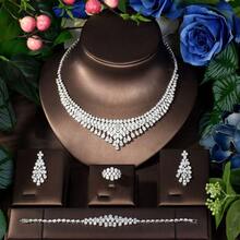 1 套女士方晶锆石水滴双层项链首饰套装，适合工作佩戴