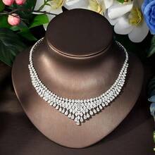 1 套女士方晶锆石水滴双层项链首饰套装，适合工作佩戴