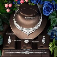 1 套女士方晶锆石水滴双层项链首饰套装，适合工作佩戴