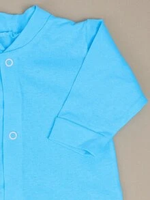 3 Pieces Newborn Plain Baby Romper Closed Foot Layette 0 To 9 Months - 淺藍色 - 查看 2