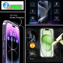 Hadaasi 3片钢化玻璃膜 + 1个闪粉磁吸透明手机壳，带屏幕保护膜和集成摄像头镜头保护，硅胶超薄防指纹无线[不泛黄]，透明电镀手机壳，兼容苹果17pro/17promax/苹果Air/17/16pro/16promax/16plus/16/15pro/15promax/15plus/15/14pro/14plus/14pro/13promax/13/12pro/12promax/12/11promax/11/11/11pro - 3片強化膜+粉紅手機殼 - 查看 5