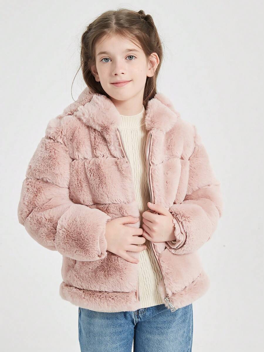 Tween Girls Casual Hooded Jacket With Pockets, Fashionable And Versatile For Fall/Winter