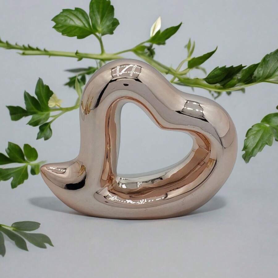 Vased Heart Decorative Porcelain Ornament - 玫瑰金色 - 查看 1