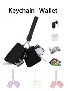 2pcs Multifunctional Fashion Women's Wrist Bag Simple Bank Card Coin Purse Portable Mini Coin Storage Bag Simple Key Card Bag Wristlet Keychain Wristlet Wallet Car Accessories Bag Charm School Letter Cute Goth Y2k Gifts For Mother, Father, Graduation, And Teacher - Multicolor - View 1