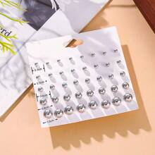 20 pares/set Pendientes de tachuela nuevo estilo plateado bola