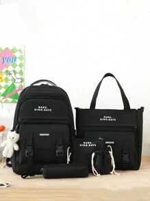 5pcs/Set Back To School Backpack Set, Classic Basic Backpack Set, Large Capacity Multi-Piece Set, Includes Backpack, Handbag, Crossbody Bag, Pencil Case And Coin Purse, With Laptop Compartment. Casual & Fashionable Multi-Functional Backpack, Contrasting Color High-Quality Canvas Material, Adjustable Shoulder Straps And Spacious Multi-Pocket Design.