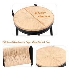 Honey Swivel Bar Stools Paper Rope Handwoven Barstools With Back Set Of 2 Rustic Round Counter Chairs For Dining Room, Kitchen Island (Honey).YH Choice
