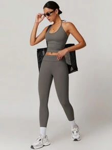 MASKERT Women's Yoga Suit With Cup Cups And Camisole, Sports Vest With High Elasticity, Home Commuting Vest T-Shirt For Comfortable Wearing