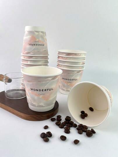 25个280毫升双层一次性纸杯，适合家庭聚会、商务招待会、圣诞节等节日，